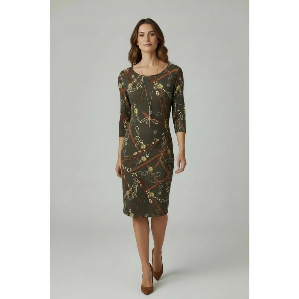 Talbots Women's Equestrian Print Cotton Knit Shift Dress, Size XS